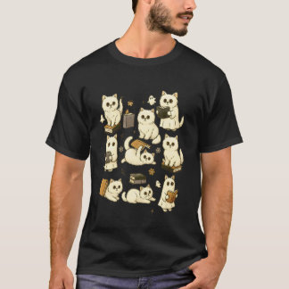 Geisterkatze liest Bücher Liebhaber Buchliebhaber  T-Shirt