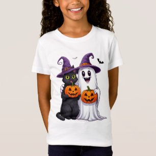 Geisterkatze und Kürbis Halloween Szene 👻 T-Shirt