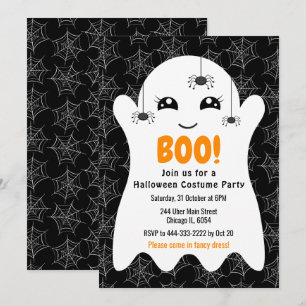 Geisterkostüm für Halloween Party Schwarz Einladung
