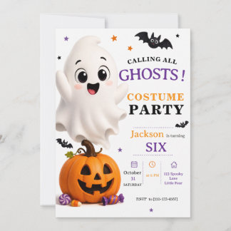 Geisterkostüm-Party - Süße Halloween-Geburtstagsfe Einladung