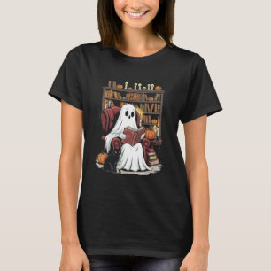 Geisterlesebuch Halloween Katzenliebhaber Lesende T-Shirt