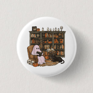 Geisterlesebuch Katzenliebhaber Halloween  Button