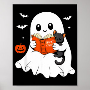 Geisterlesebuch Schwarze Katze Halloween-Kostüm Mä Poster