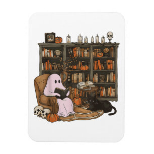 Geisterlesendes Katzenliebhaber-Buch Halloween  Magnet