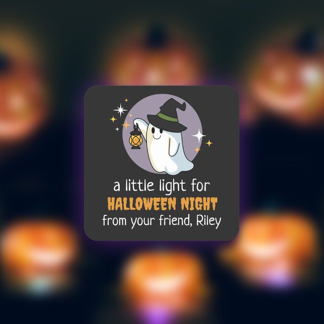 Geisterlicht für Halloween-Night-Gastgeschenk Quadratischer Aufkleber (Von Creator hochgeladen)