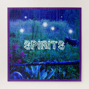 Geisterlichtkugeln Blaue Nacht Marschwiese Puzzle