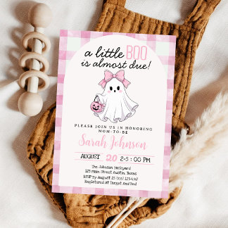 Geisterrosa Schleifen Mädchen Little Boo Gingham B Einladung