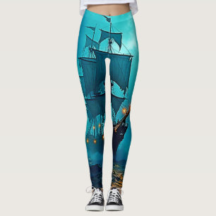 Geisterschiff im Sturmgewässer-Design Leggings