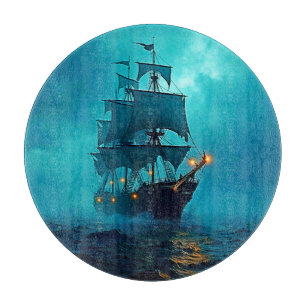 Geisterschiff im Sturmgewässer-Design Schneidebrett
