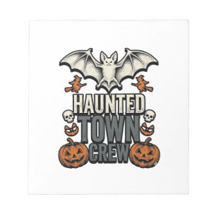 Geisterstadt-Shirt Vintage Halloween Fledermaus Kü Notizblock
