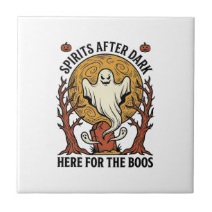 Geistert-Shirt Halloween Vintage-Gravur Gruselpart Fliese