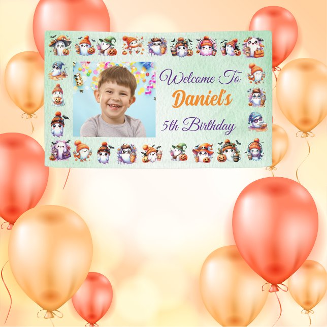 Geisterthema in hellgrüner Wasserfarbe Geburtstag Banner (Von Creator hochgeladen)