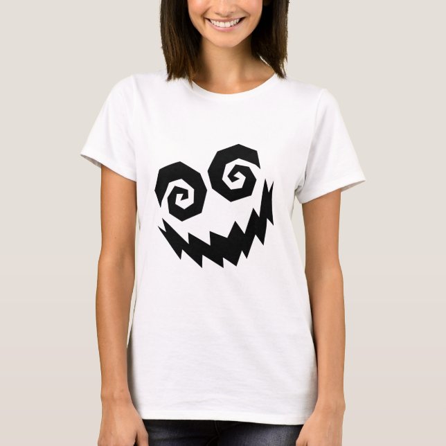 Geisteskrank im Gesichts-Weiß+Schwarzes T-Shirt (Vorderseite)