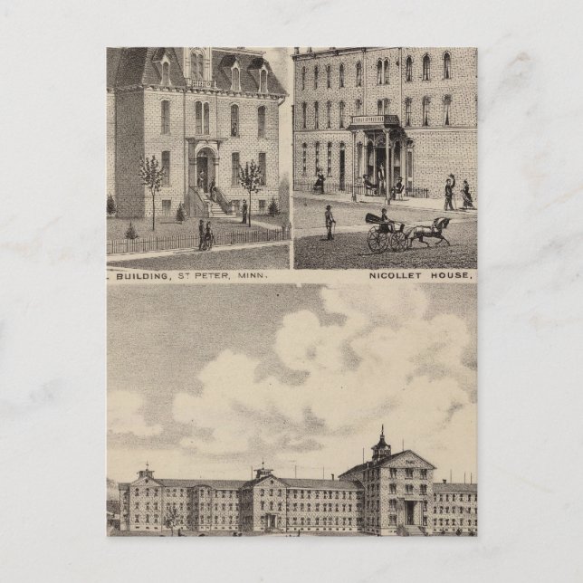 Geisteskrankenhaus, Gebäude der öffentlichen Schul Postkarte (Vorderseite)