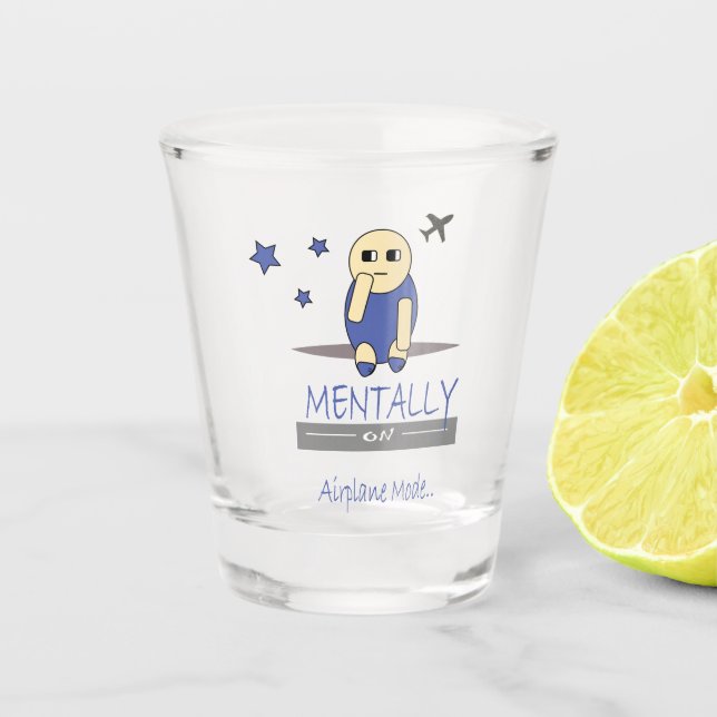 Geistig im Flugmodus Süße Kawaii Schnapsglas (Vorderseite)