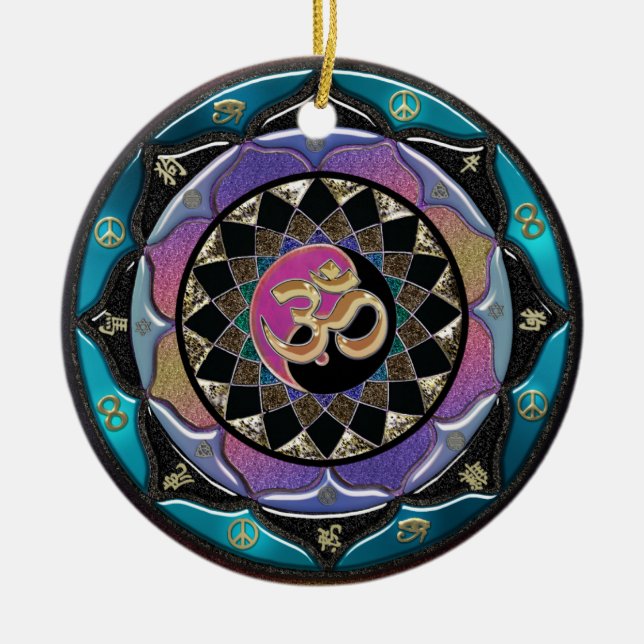 Geistige Mond-Mandala-Weihnachtsverzierung Keramikornament (Vorne)