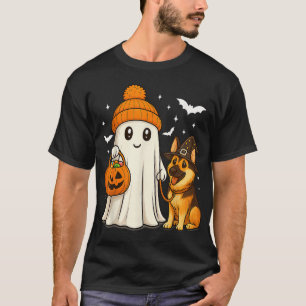 Geistiger Deutscher Schäferhund-Halloween-Spazierg T-Shirt