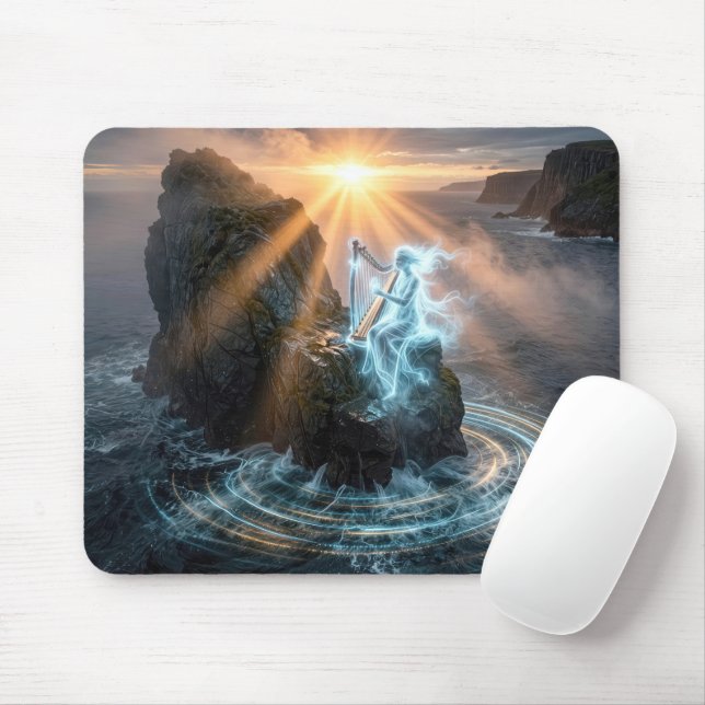 Geistiger Ozeangeist, der eine Harfe spielt  Mousepad (Mit Mouse)