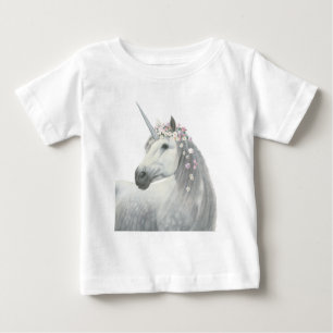 GeistUnicorn mit Blumen in der Mähne Baby T-shirt