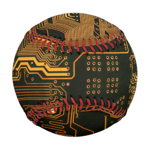 Gek Out Nerd PCB Orange Electronic Circuit Board Baseball