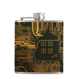 Gek Out Nerd PCB Orange Electronic Circuit Board Flachmann