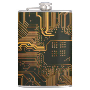 Gek Out Nerd PCB Orange Electronic Circuit Board Flachmann