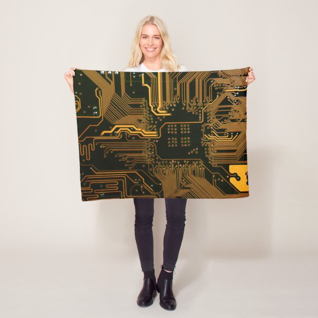 Gek Out Nerd PCB Orange Electronic Circuit Board Fleecedecke (Beispiel)