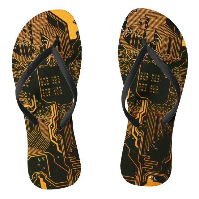 Gek Out Nerd PCB Orange Electronic Circuit Board Flip Flops (Fußbett)