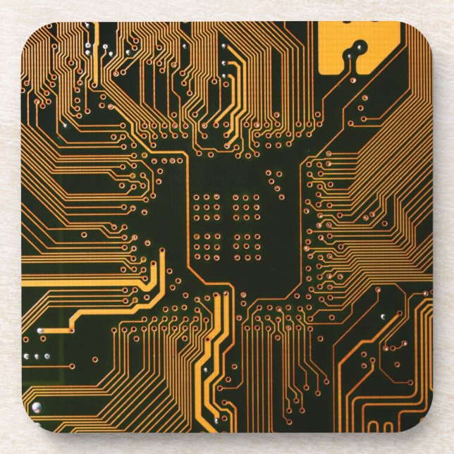 Gek Out Nerd PCB Orange Electronic Circuit Board Getränkeuntersetzer (Vorderseite)