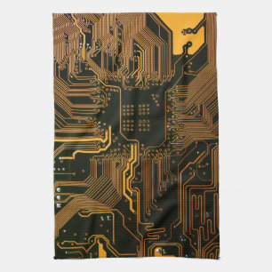 Gek Out Nerd PCB Orange Electronic Circuit Board Handtuch