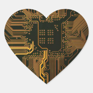 Gek Out Nerd PCB Orange Electronic Circuit Board Herz-Aufkleber