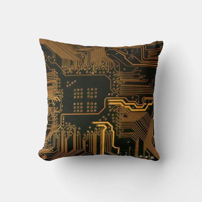 Gek Out Nerd PCB Orange Electronic Circuit Board Kissen (Vorderseite)