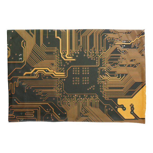 Gek Out Nerd PCB Orange Electronic Circuit Board Kissenbezug (Vorderseite-Links)