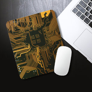 Gek Out Nerd PCB Orange Electronic Circuit Board Mousepad