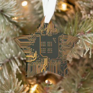Gek Out Nerd PCB Orange Electronic Circuit Board Ornament
