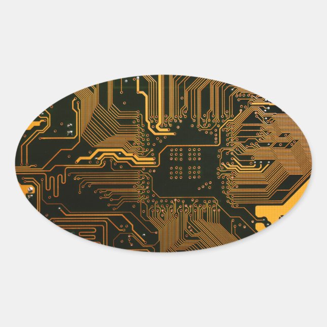 Gek Out Nerd PCB Orange Electronic Circuit Board Ovaler Aufkleber (Vorderseite)