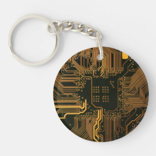 Gek Out Nerd PCB Orange Electronic Circuit Board Schlüsselanhänger