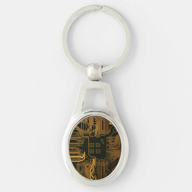 Gek Out Nerd PCB Orange Electronic Circuit Board Schlüsselanhänger (Vorderseite)