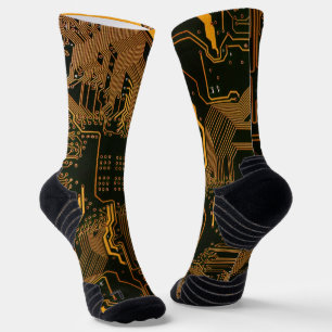 Gek Out Nerd PCB Orange Electronic Circuit Board Socken