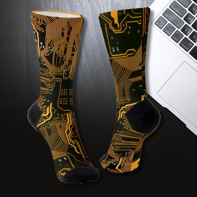 Gek Out Nerd PCB Orange Electronic Circuit Board Socken (Von Creator hochgeladen)