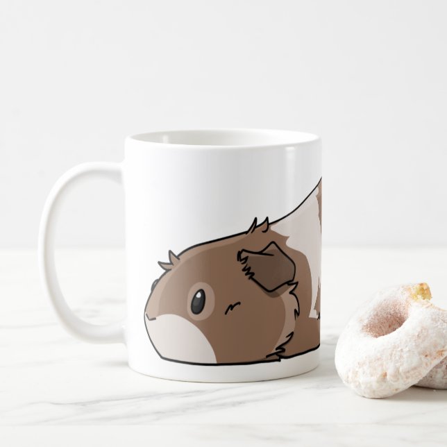 Gekacktes Schwein niedliches Brown u. Kaffeetasse (Mit Donut)