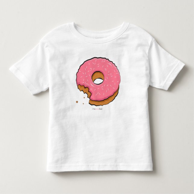 Gekauter rosa Krapfen scherzt Kleidung Kleinkind T-shirt (Vorderseite)