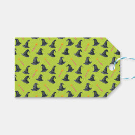 Gekickte, gut rosa und grüne Hexe auf/von Geschenk Geschenkanhänger