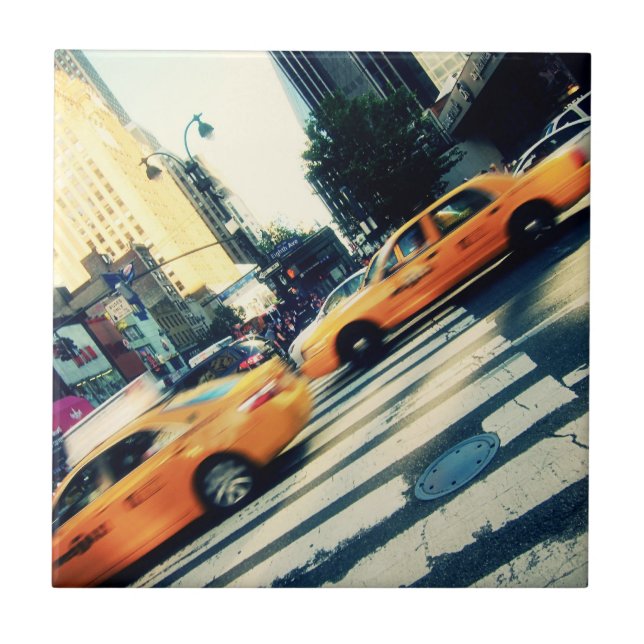Gekippte Taxis NYC Fliese (Vorderseite)