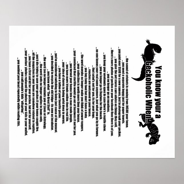 Gekkoalkoholisches Poster (Vorne)