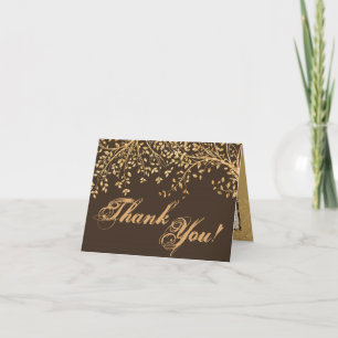 Geklappt dank Card Gold Foil Tree Blätter Herbst Dankeskarte