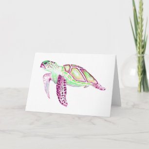 Geklappte Grußkarte Grüne Schildkröte 12x18 Karte