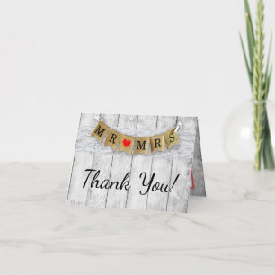 Geklappter Dankeschön Card Burlap Mr. und Mrs Bann Dankeskarte