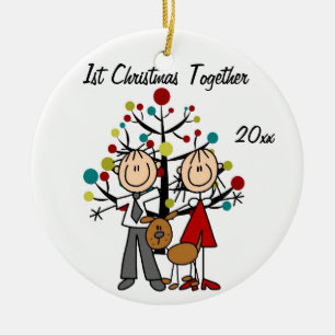 Gekleidete oben Paare mit Hundepersonalisierter Keramik Ornament