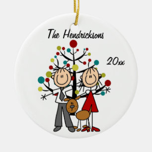 Gekleidete oben Paare mit Hundepersonalisierter Keramikornament